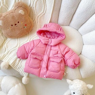 zd23d013冬季儿童外套棉袄，加绒保暖连帽棉服