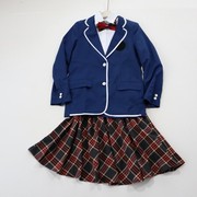 中学生160-185春秋套装校服 英伦风演出班服 女生西装格子裙