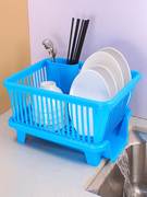 碗架厨房带沥水碗筷收纳盒滤水篮大容量带筷子筒塑料收纳架置物架