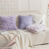 紫色少女公主艺术素描兔毛绒，花朵家用抱枕，沙发卧室客厅样板间民宿