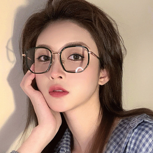 近视眼镜女可配度数韩版潮网红款眼睛框镜架男素颜多边形大框显瘦
