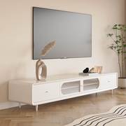 奶油风实木高款电视柜茶几，组合现代简约白色，烤漆客厅家用高脚靠墙