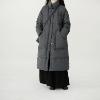 复述90鹅绒服！灰色毛呢中长款羽绒服保暖冬季宽松耐脏厚款外套女