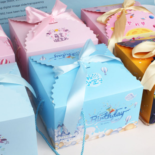 宝宝满月糖盒红喜蛋包装儿童生日回礼，手题袋卡通诞生礼周岁喜糖盒