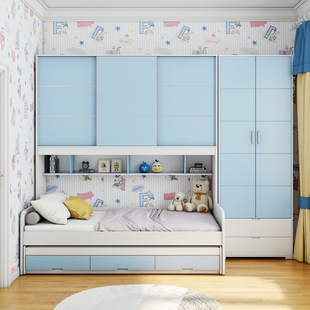 衣柜床一体小户型省空间，多功能1米1.2储物组合床儿童床单人床定制