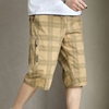 夏季薄款格子短裤男士外穿宽松纯棉6分工装裤爸爸直筒七分裤休闲