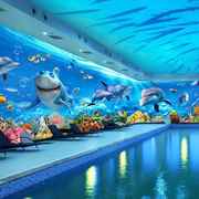 3d海底世界墙纸ktv酒吧酒店主题背景儿童房游泳馆水族馆海洋壁画