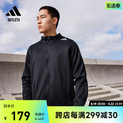 加厚运动健身连帽夹克外套男装，adidas阿迪达斯outletshe6775