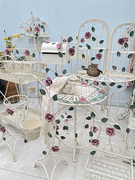 法式园艺乡村玫瑰系列花架桌面落地壁挂白色置物架庭院客厅装饰