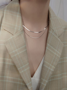 925纯银项链创意ins冷淡风锁骨链双层小众感饰品女配饰网红