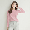 粉色竹节棉t恤女长袖韩版2022年春装圆领纯棉，短袖纯色打底衫