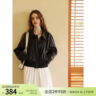 HeyDress黑色皮衣外套女春秋宽松显瘦机车风pu皮夹克短款休闲上衣