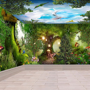 3d儿童房壁画游乐园壁纸全屋天花板壁纸梦幻童话森林卧室背景墙布