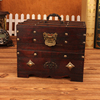 带锁仿古梳妆盒木质创意首饰盒收纳木盒子简约复古中国风结婚礼物