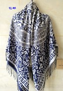 乌镇丽江民族风青花瓷，披肩羊毛加厚超大方巾，空调保暖披肩围巾