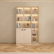 轻奢书柜客厅家用实木书架，一体整墙到顶落地靠墙书橱玻璃门展示柜