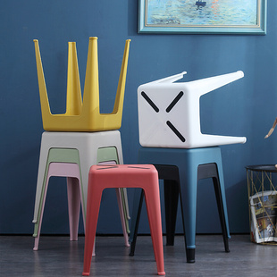 北欧加厚家用塑料凳子46公分高凳成人欧式餐椅登客厅艺术熟胶椅子