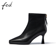 fed高级短靴冬季靴子真皮细跟气质女士法式瘦瘦靴928-ZCB381