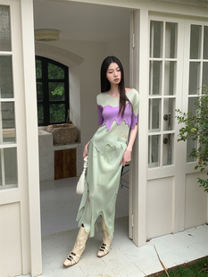 夏装搭配一整套显瘦今年流行时尚小香风绿色半身裙韩剧两件套装女
