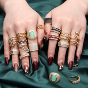 p03欧美流行滴油彩色，纯铜微镶戒指，宝石锆石蝴蝶爱心骷髅