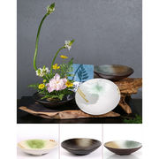 插花器日式花艺插花器皿，中式花器禅意陶瓷，花盆花盘花瓶摆件客厅插