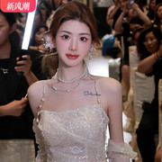 韩子造型珍珠新娘项链耳饰高级感气质结婚礼服婚纱锁骨颈链配饰品