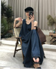2024夏季韩版慵懒风V领牛仔背心连衣裙女设计感宽松显瘦无袖长裙