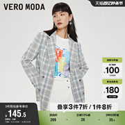 Vero Moda奥莱西装外套早春直筒翻领通勤格纹气质设计上衣女