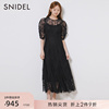 snidel春夏优雅淑女，透视泡泡袖，蕾丝刺绣连衣裙swfo222050