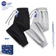 NASA联名纯色潮流卫裤男款秋冬季束脚裤青少年灰色宽松运动休闲裤
