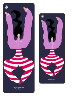 myogamat瑜伽垫纯原创手绘插画，天然橡胶pu瑜伽垫，防滑印花健身垫子