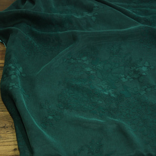 瓦娜家原创设计重磅铜氨丝布料暗提花效果连衣裙袍子裤子面料墨绿