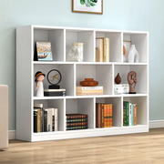 实木白色书架落地儿童，简易书柜自由组合格子，柜教室矮柜置物架定制