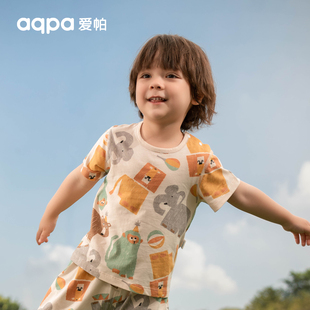 aqpa儿童t恤上衣夏季纯棉男女宝婴幼儿卡通