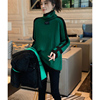 绿色条纹高领毛衣女时尚洋气加厚打底衫2023秋冬季欧洲站