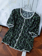 杭州丝绸 2023夏季重磅双乔真丝文艺衬衫女圆领短袖桑蚕丝T恤上衣