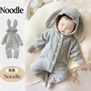韩版秋季婴儿连体衣男女，宝宝洋气可爱小熊耳朵，兔耳朵连帽爬服