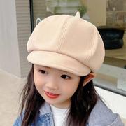 儿童贝雷帽秋冬时尚洋气韩版女童八角蓓蕾帽，鸭舌男宝宝画家南瓜帽