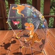 恐龙卡通伞透明儿童雨伞，幼儿园自动宝宝，男女孩小学生长柄公主