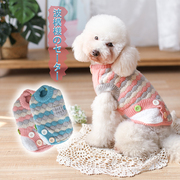 日本宠物衣服 可爱蓝粉公主风宠物毛衣双层加厚羊羔绒上衣