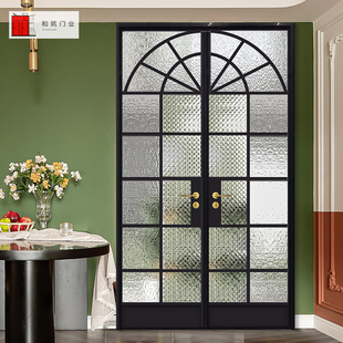 和筑门业定制钛镁合金长虹玻璃门复古风老上海风格铁艺门卫生间门
