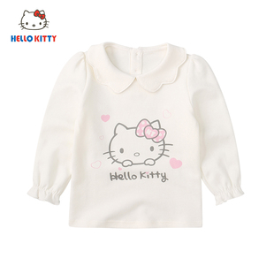 hellokitty童装女童，秋季长袖t恤可爱套头，蝴蝶领卫衣