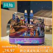 同趣文创重庆时代八音盒手工，diy长江国际，创意家居模型摆件音乐盒