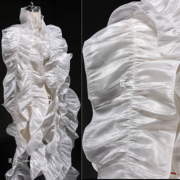 白色反光丝缎大花边辅料 创意反光婚纱礼服衬衫裙服装设计师面料