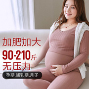 孕妇秋衣秋裤加肥加大200斤产后哺乳月子服棉毛衫打底加厚超大码