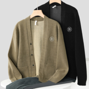2023春秋季长袖开衫针织毛衣，外套男日系，复古修身保暖毛衫夹克