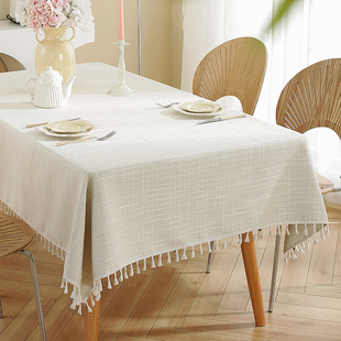 桌布轻奢高级感布艺棉麻，日式长方形茶几台布，现代简约ins风餐桌布