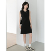 赫本小黑裙法式设计感气质显瘦圆领无袖背心连衣裙女2023夏季