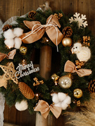 森系仿真入户门圣诞花环，diy材料包圣诞节装饰门饰门挂大门口花圈
