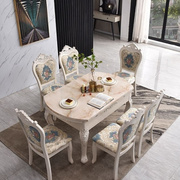 欧式大理石餐桌椅组合小户型实木餐桌，圆餐桌多功能折叠桌餐桌家用